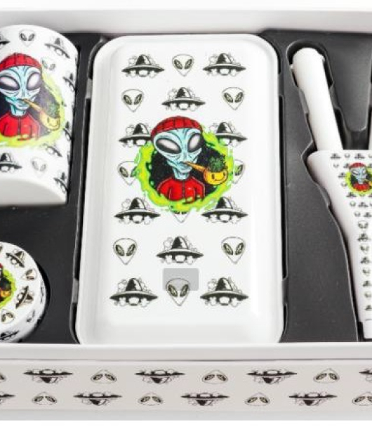 GIFT SET ALIEN 4PCS TRAY, JAR, GRINDER, TUBES & FILLER