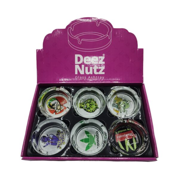 ASHTRAY DEEZ NUT GLASS DESIGN 6CT