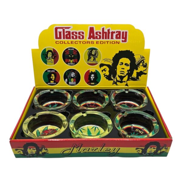 ASHTRAY GLASS BOB MARLEY #ACE113 6CT BOX