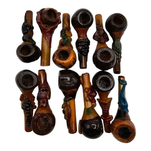 TOBACCO PIPE WOOD HAND MADE 3" VARIETY 12CT