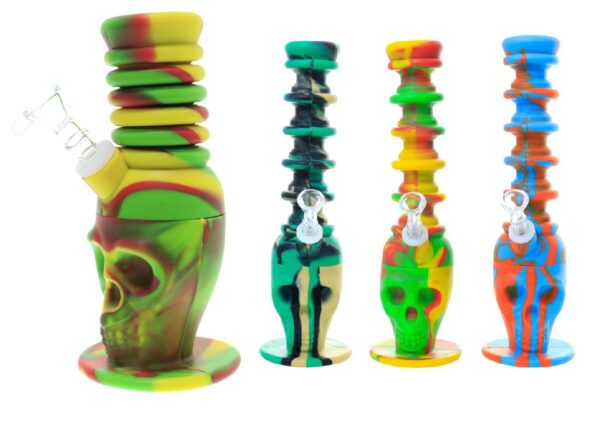 WATER PIPE SILICONE 12" EMBOSSED SKULL EACH