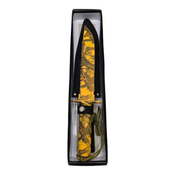 KNIFE HUNTING 14.5" CAMO YELLOW W/SURVIVAL KIT & SHEATH EACH