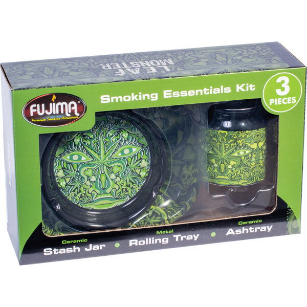 GIFT BOX FUJIMA SMOKING ESSENTIALS KIT CERAMIC 3PC LEAF MONSTER