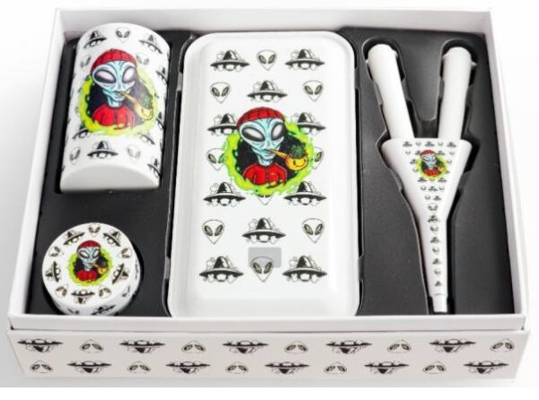 GIFT SET ALIEN 4PCS TRAY, JAR, GRINDER, TUBES & FILLER